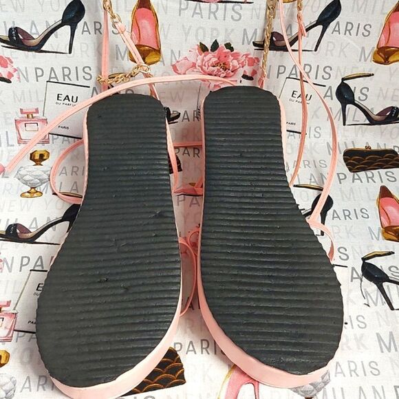Strappy Pink Wedge Sandals - Picture 5 of 5